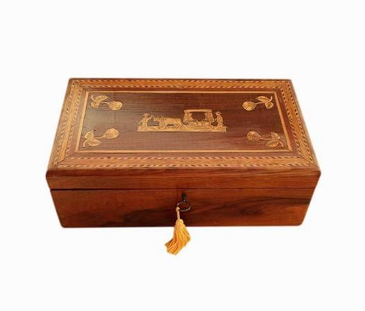 SOLD 1930s Madeiran Marquetry Jewellery Box 
