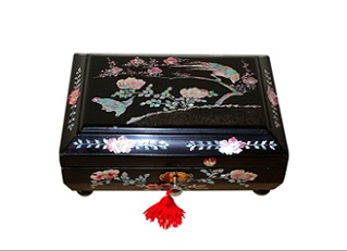 SOLD Exotic Shell Inlaid Antique Jewellery Box