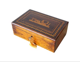 SOLD Marquetry Inlaid Antique Jewellery Box