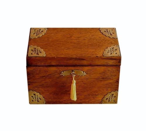 SOLD Refurbished Solid Oak Antique Jewellery Box