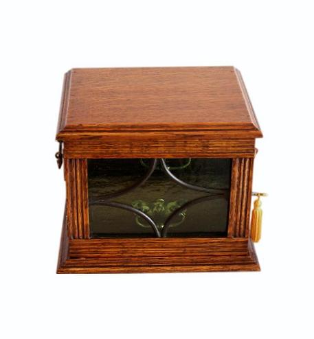SOLD Glazed Solid Oak Antique Jewellery Cabinet