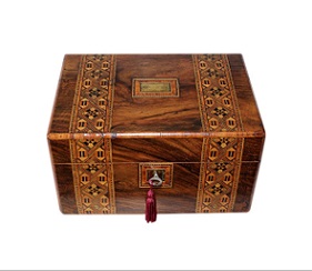 SOLD Victorian Inlaid Walnut Jewellery Box