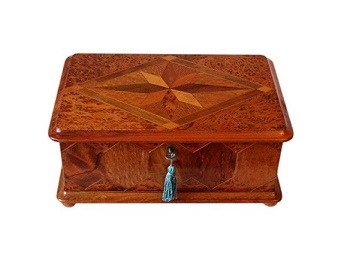 SOLD Stunning Exotic Wood Marquetry Jewellery Box