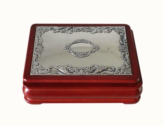 SOLD Red Wood And Sterling Silver Jewellery Box