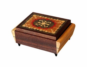 SOLD Marquetry Inlaid Musical Jewellery Box