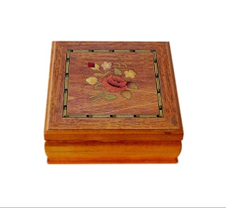 SOLD Flower Inlaid Jewellery Box With Mirror