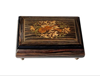 SOLD Exotic Wood Musical Vintage Jewellery Box