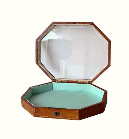 SOLD Octagonal Moroccan Leather Jewellery Box