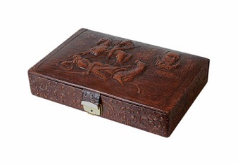 1970s Leather Jewellery Box Featuring Shakespeare