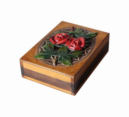 SOLD Handmade Vintage Jewellery Box With Roses