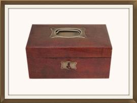 SOLD Lovely Leather Covered Antique Jewellery Box