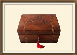 SOLD Antique Olive Wood Inlaid Jewellery Box
