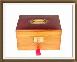 SOLD Antique 2 Tray Pine & Leather Jewellery Box
