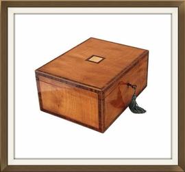 SOLD Satinwood & Mahogany Antique Jewellery Box