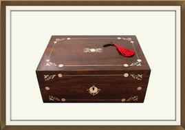 SOLD Rosewood & Mother of Pearl Jewellery Box