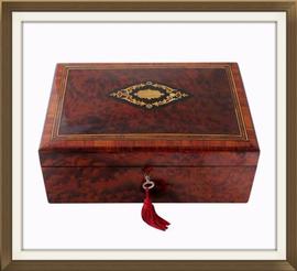 SOLD Inlaid Exotic Wood Antique Jewellery Box