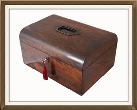 SOLD Large Antique Walnut Sewing & Jewellery Box