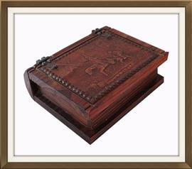SOLD Book Shaped Vintage Box With Leather Cover