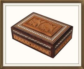 SOLD Anglo Indian Carved Inlaid Jewellery Box