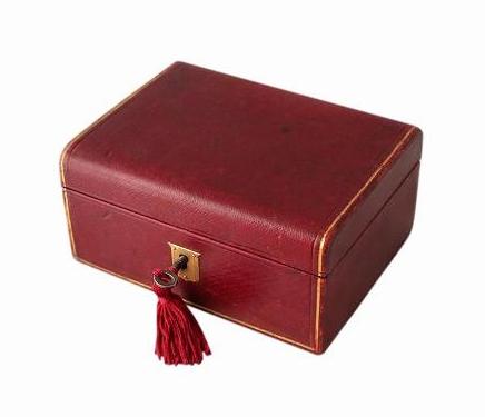 SOLD Red Leather Antique Jewellery Box