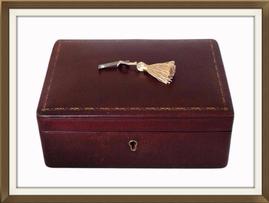 SOLD Satin Lined Burgundy Leather Jewellery Box