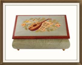 SOLD Vintage Inlaid Enameled Musical Jewellery Box