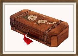 SOLD Antique Hand Painted Olive Wood Jewellery Box