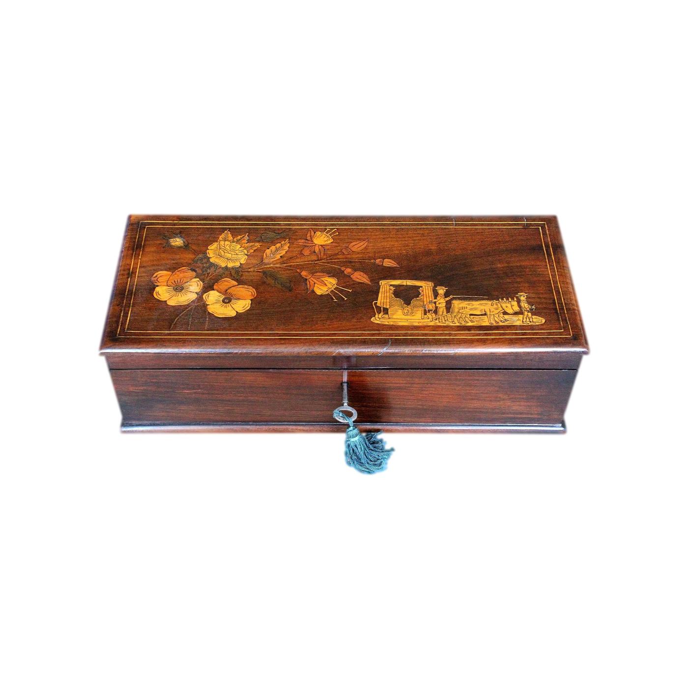 Beautifully Refurbished Inlaid Madeiran Antique Jewellery Box