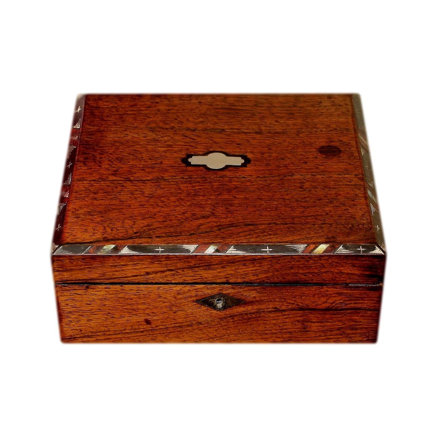 Lovely Refurbished Inlaid Antique Jewellery Box