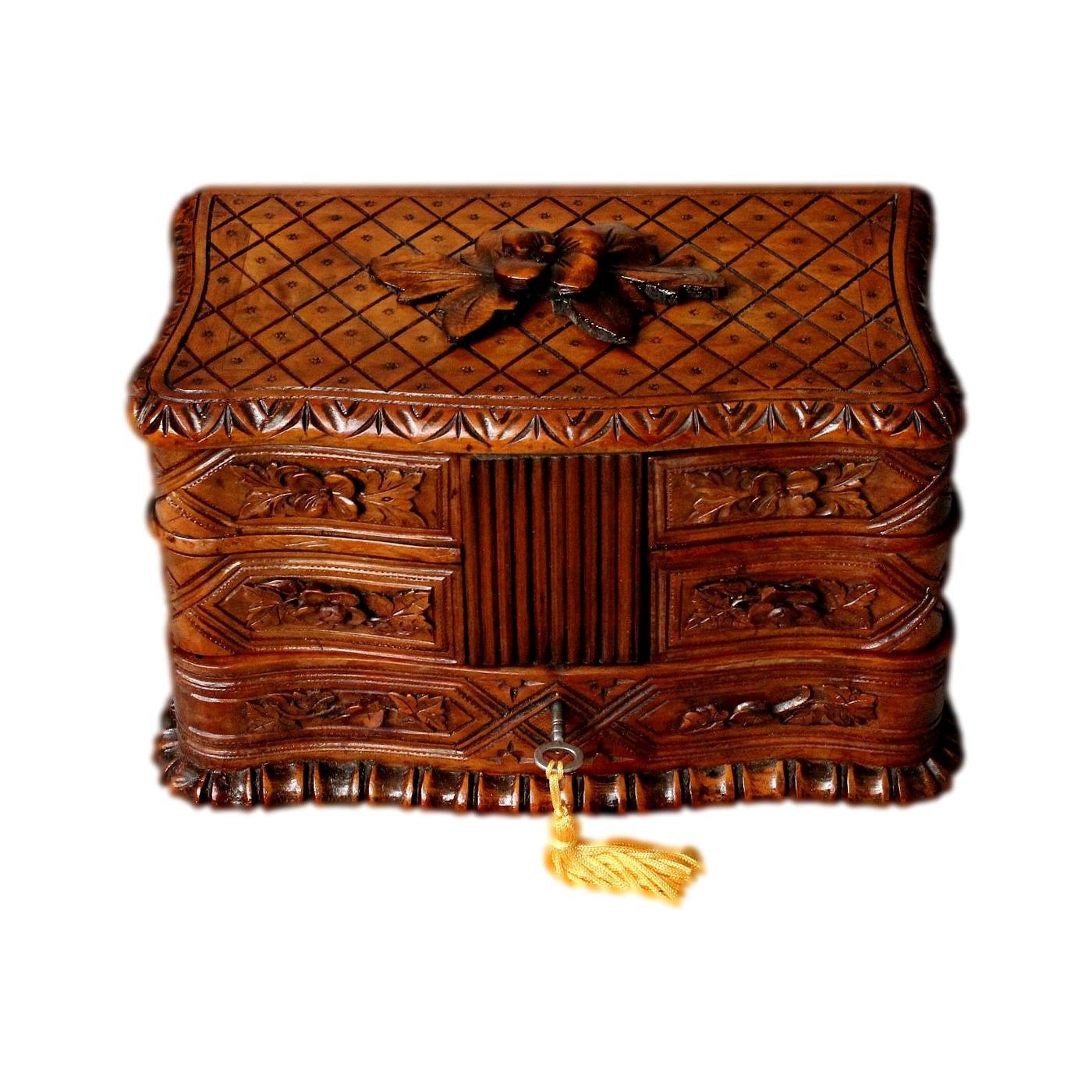Superb Antique Jewellery Box From The Black Forest