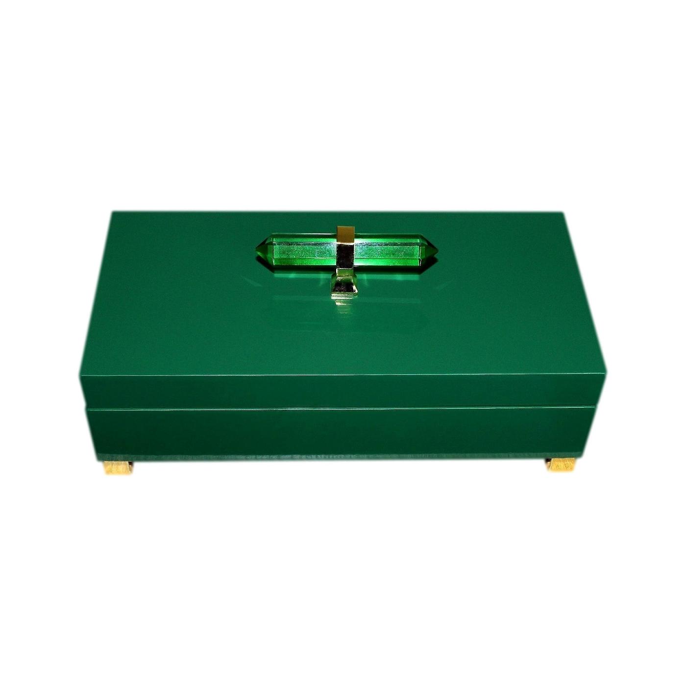 High Gloss Lacquered Jewellery Box With Cut Glass Prism