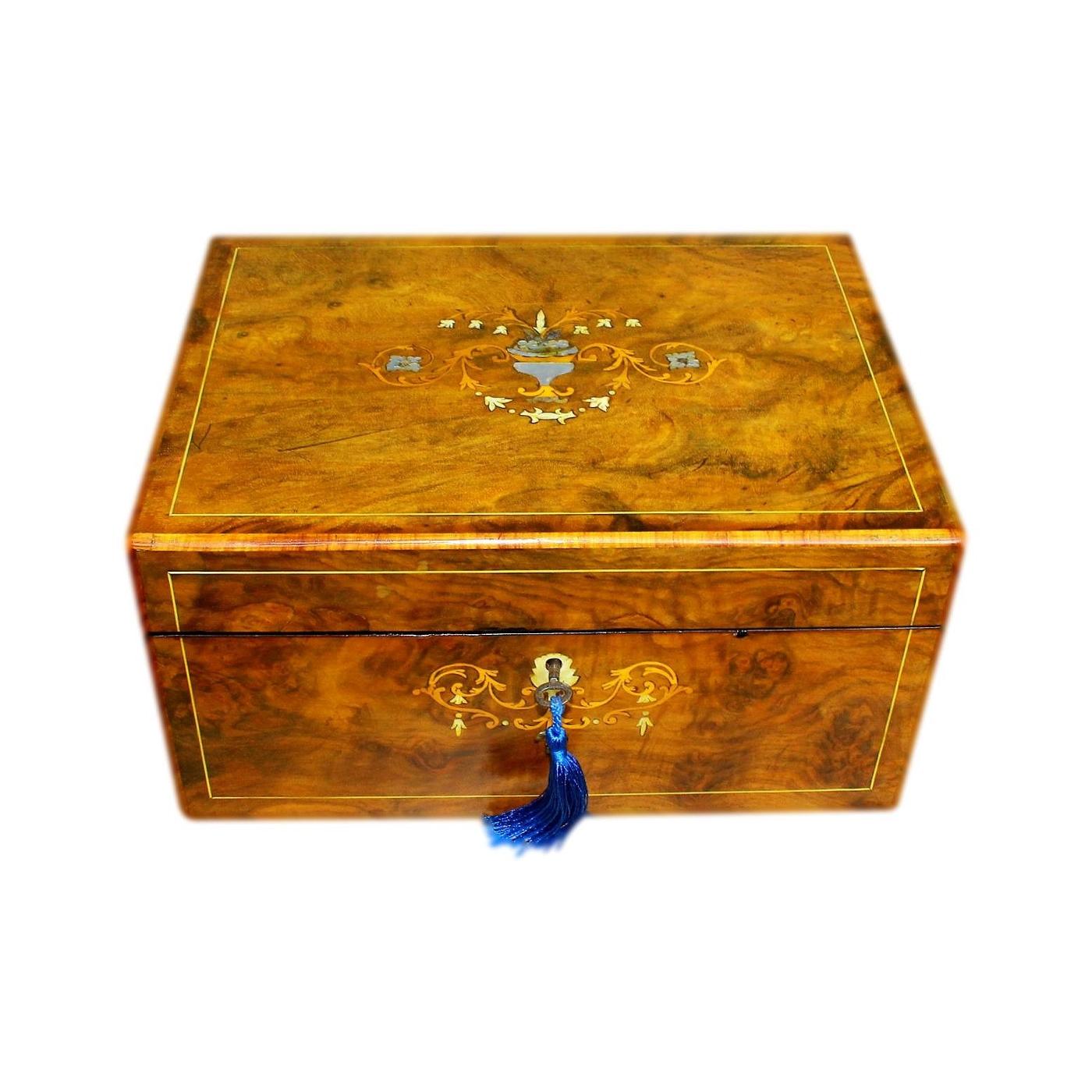 Beautifully Refurbished Antique Inlaid Walnut Jewellery Box