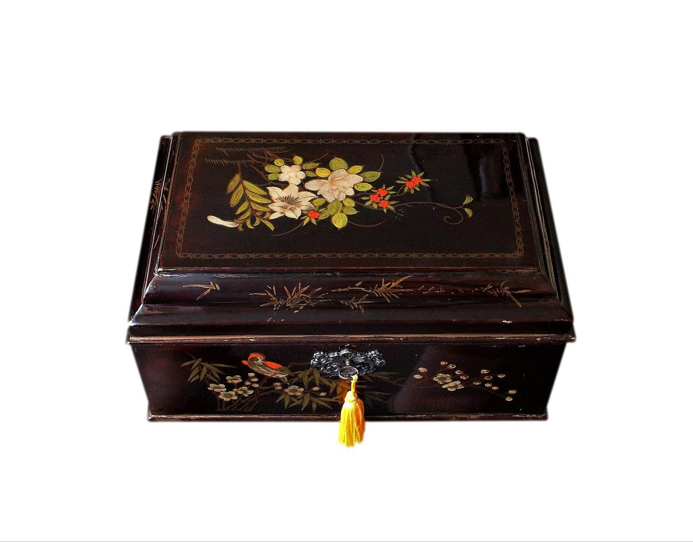 Beautifully Refurbished Late 19thC Oriental Antique Jewellery Box