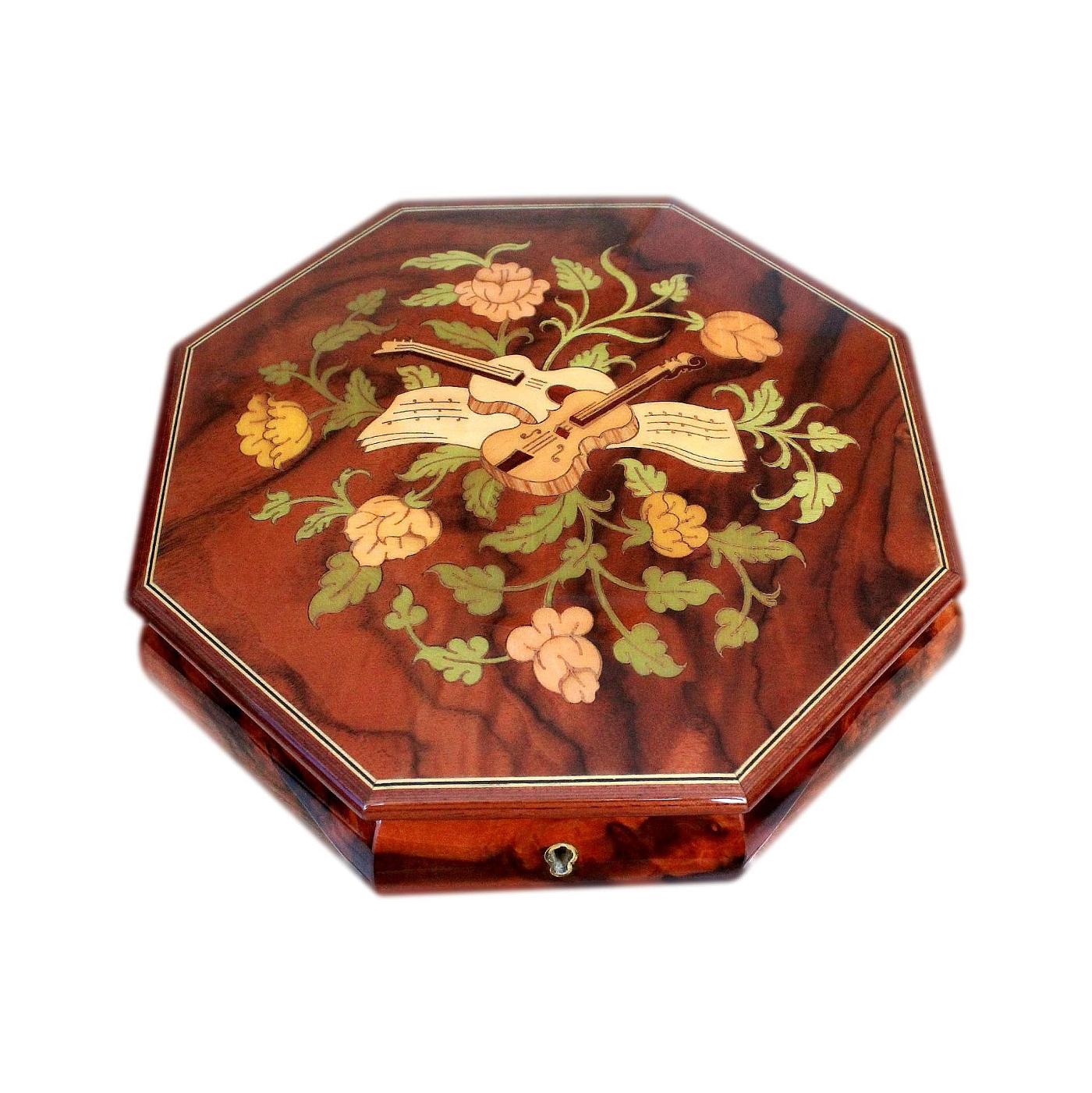Superb Sorrento Vintage Musical Jewellery Box Enamelled And Inlaid