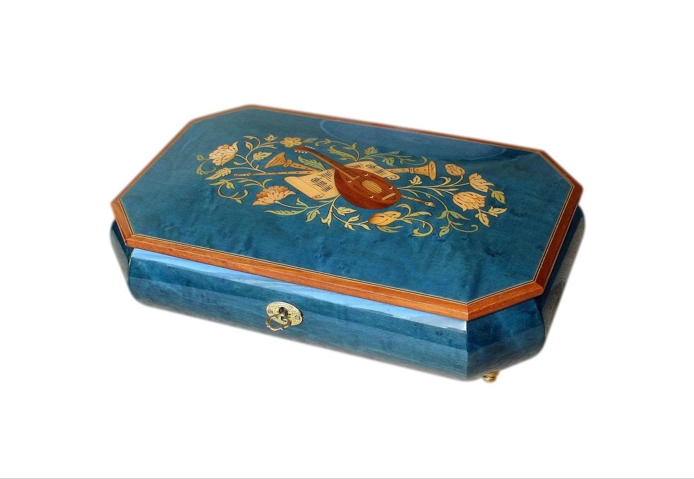Stunning Sorrento Vintage Musical Jewellery Box Enamelled And Inlaid