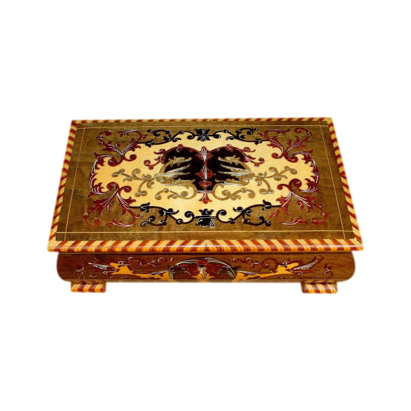Beautiful Italian Musical Vintage Jewellery Box With Marquetry Inlay