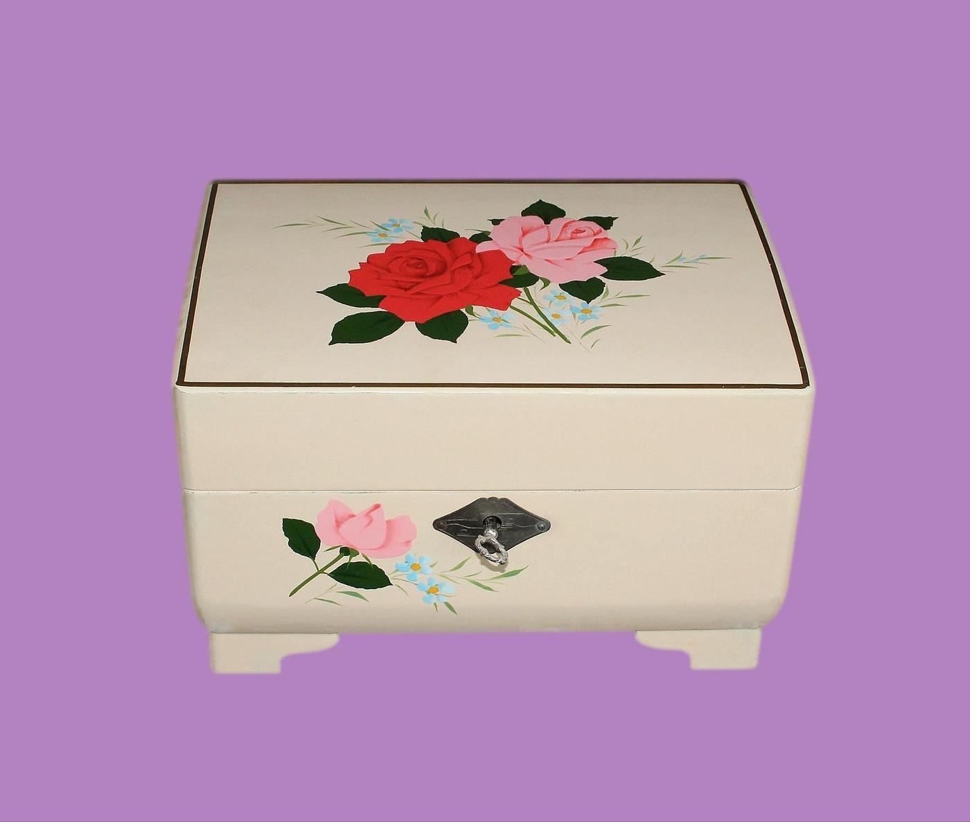 Pretty Japanese Vintage Musical Jewellery Box With Ballerina