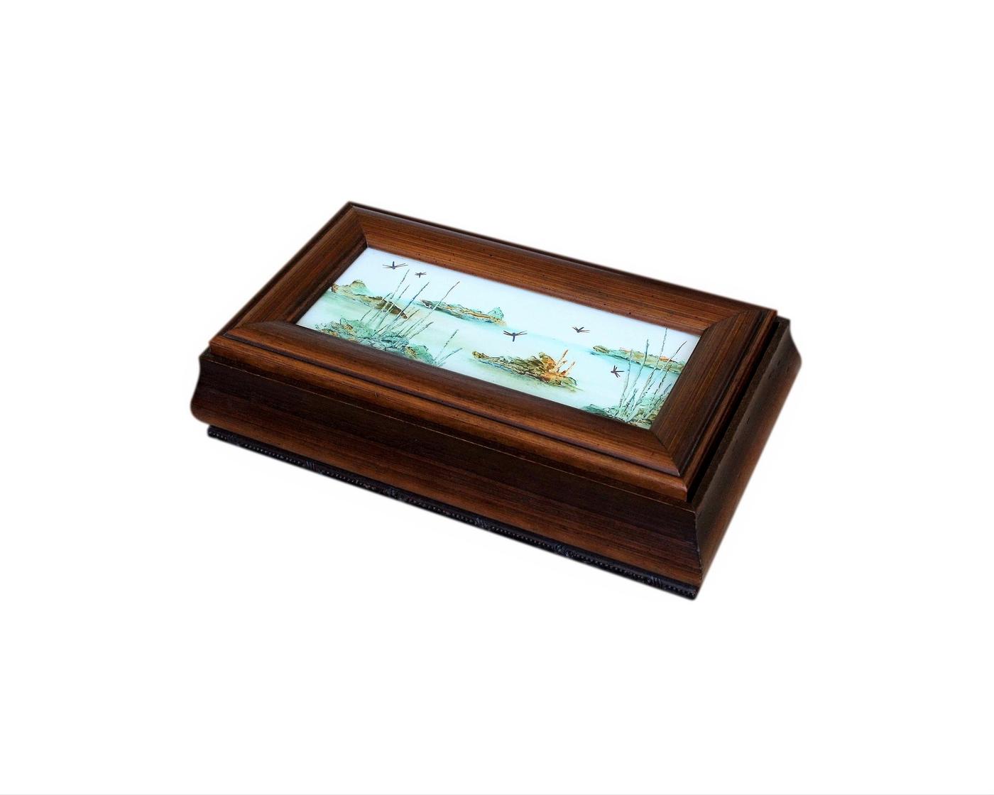 Beautiful Vintage Jewellery Box With Inset Scenic Print
