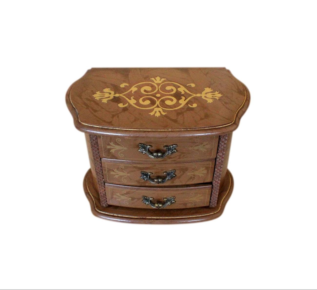 Beautiful Vintage 3 Drawer Musical Jewellery Box JB457