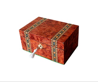 SOLD Vintage Figured Bubinga Wood Jewellery Box
