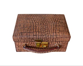 SOLD Art Deco Lined Alligator Skin Jewellery Box