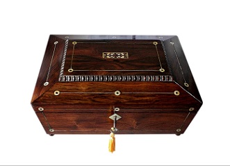 SOLD 19th C Satin Lined Antique Jewellery Box