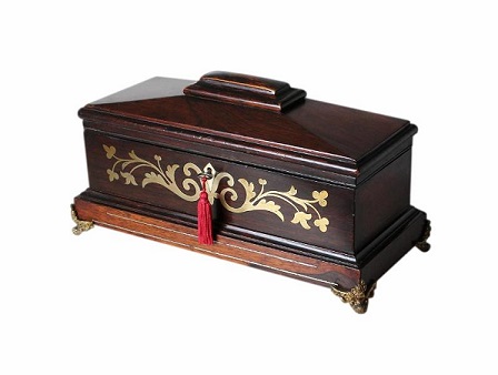 SOLD Antique 19th C Rosewood Jewellery Casket