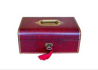 SOLD Silk Lined Antique Leather Jewellery Box
