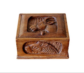 SOLD Hand Carved Wooden Vintage African Box