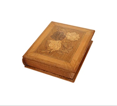 SOLD Book Shaped Flower Inlaid Jewellery Box