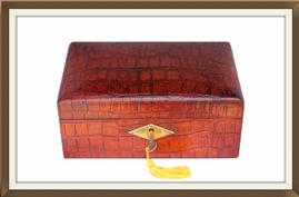 SOLD Art Deco Crocodile Skin Jewellery Box