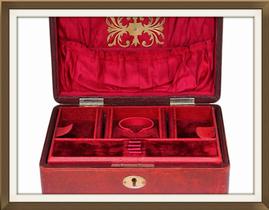 SOLD Antique Burgundy Leather Jewellery Box