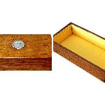 Antique Jewellery Box With New Gold Cotton Fabric Linings