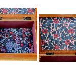 Vintage Jewellery Box With New Liberty Fabric Panel And Floral Paper Linings